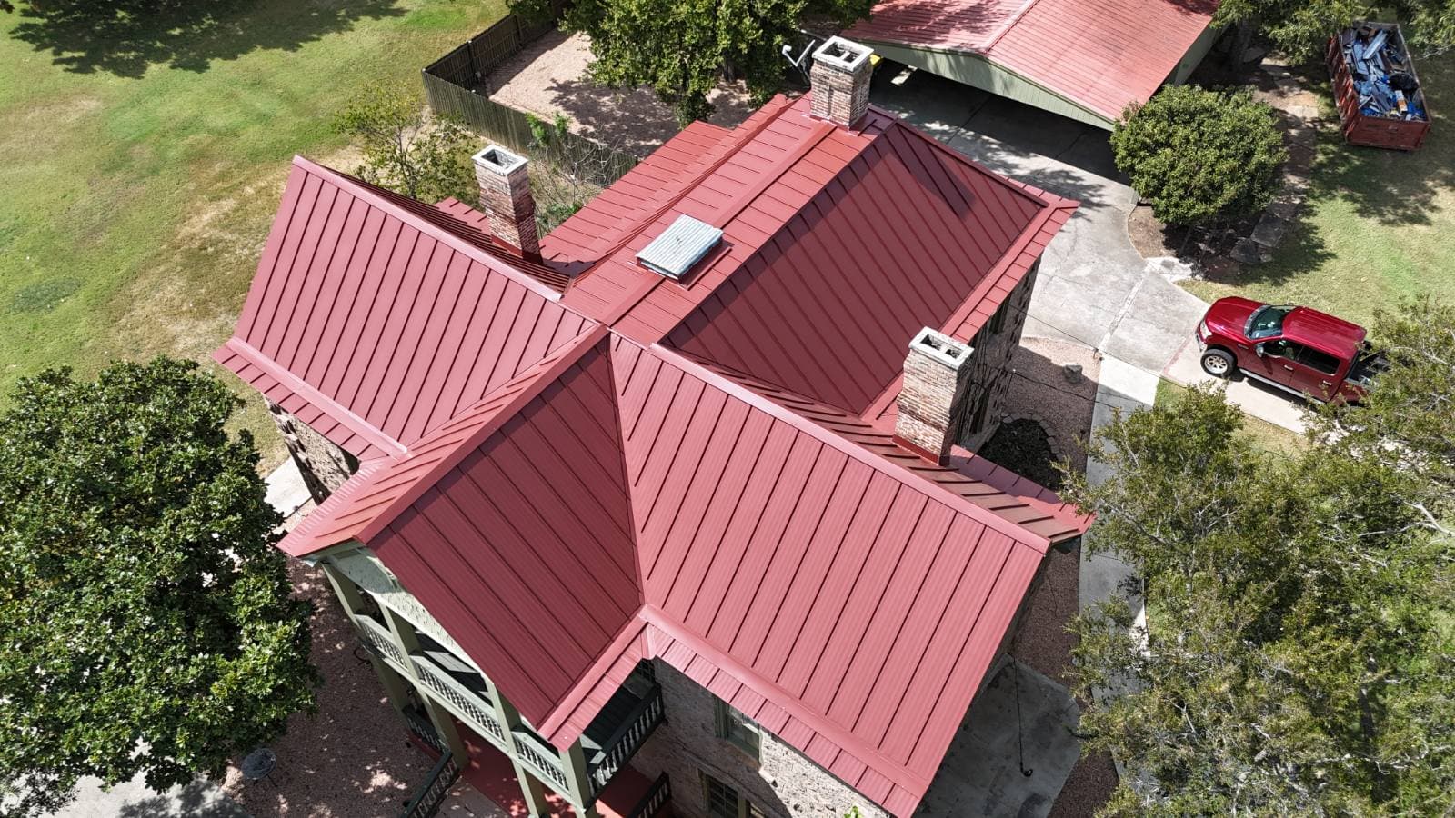 Gallery photos for Red Metal Roof Installation on Historic Badger House in Marble Falls: Image #2